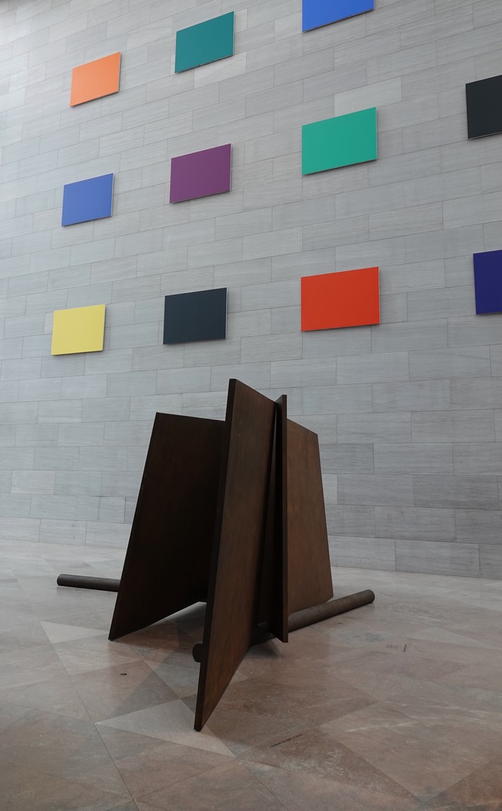 National Gallery of Art - East Building - Richard Serra, Five Plates, Two Poles, 1971 and Ellsworth Kelly, Color Panels for a Large Wall 1978